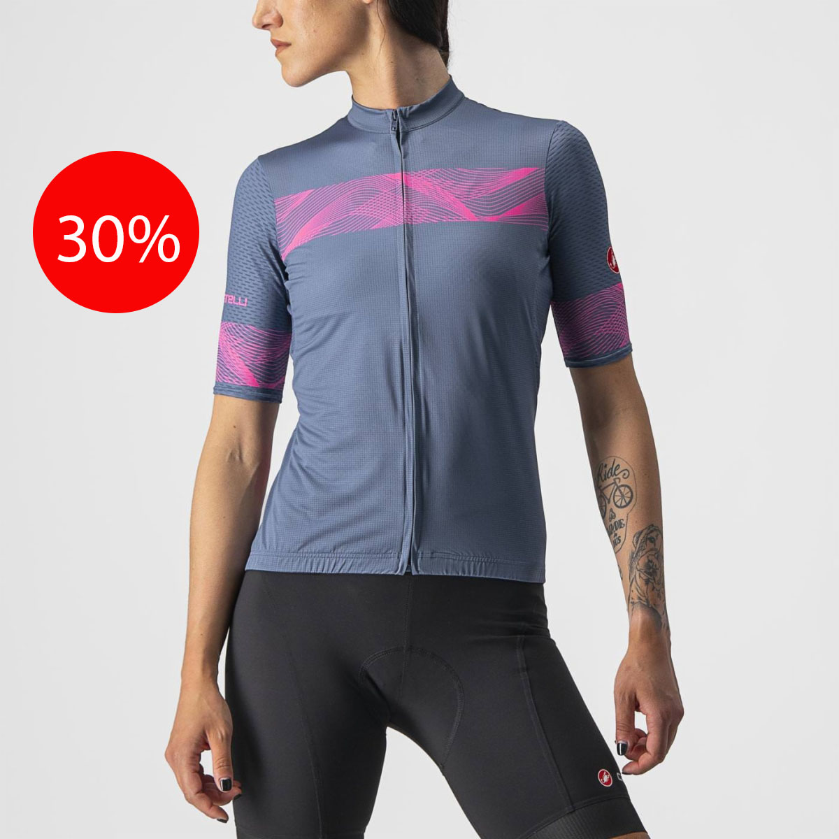 (bild för) CASTELLI FENICE TRÖJA KORT GRÅ/ROSA